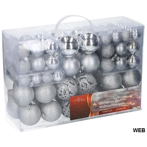 Confezione 100 Palline Natalizie Assortite Argento - Foto 1