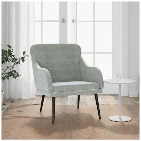 Poltrona Grigio Chiaro 63x76x80 Cm Velluto - Foto 9