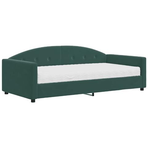 Divano Letto Con Materasso Verde Scuro 100x200 Cm In Velluto - Foto 1