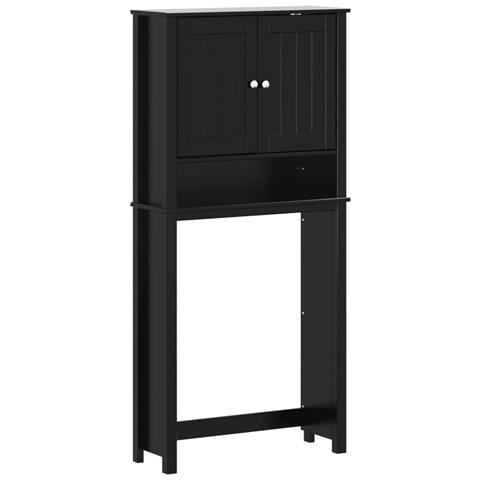 Mobile Per Lavatrice Berg Nero 76x27x164,5cm Legno Massello - Foto 1