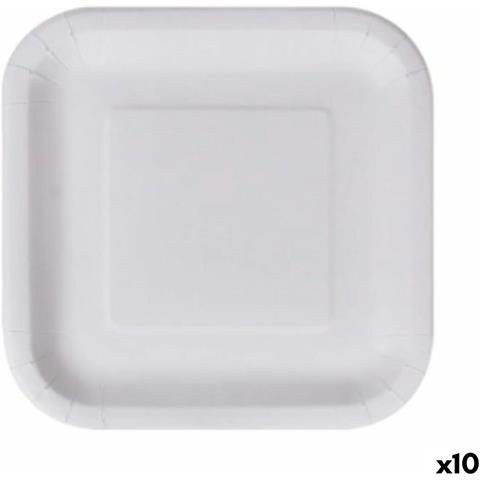 Set Di Piatti Algon Monouso Bianco Cartone Quadrato 23 Cm (10 Unità) - Foto 1