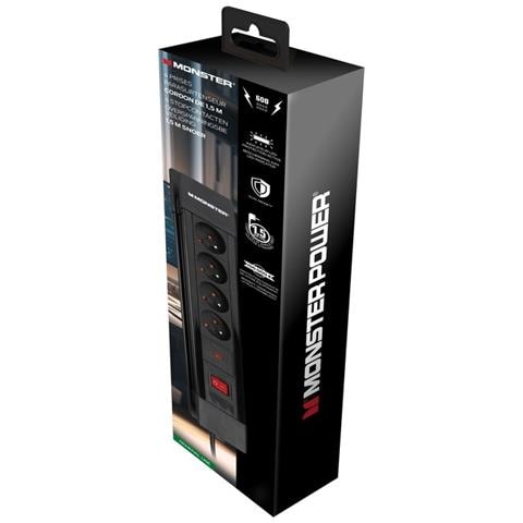 Prolunga Multipresa Parafulmini 4 Prese Ac 608 Joules, Nero - Foto 3