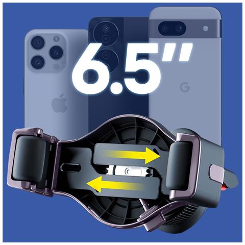 Supporto Auto Per Smartphone Memoria Dimensioni Fissaggio Griglia, Nero - Foto 2