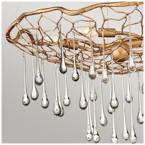 Lampadario Contemporaneo Laguna Acciaio Oro Brunito Vetro 4 Luci E14 - Foto 4