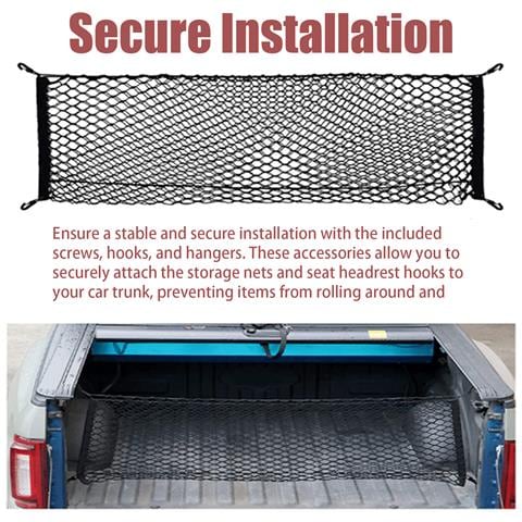 Rete Portaoggetti Per Bagagliaio Dell'auto Con Ganci Per Poggiatesta Del Sedile - Foto 2