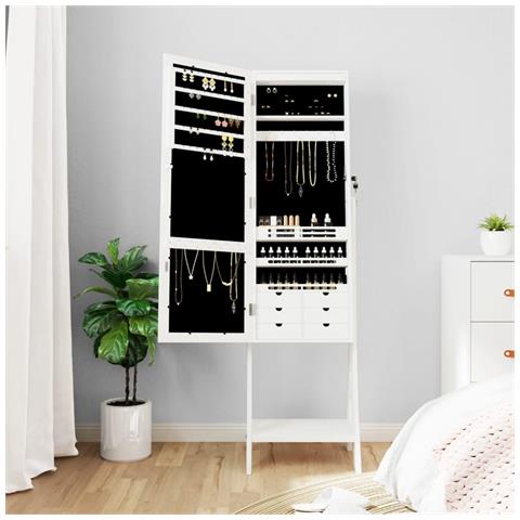 Armadietto Portagioie A Specchio Luci A Led Autoportante Bianco - Foto 2