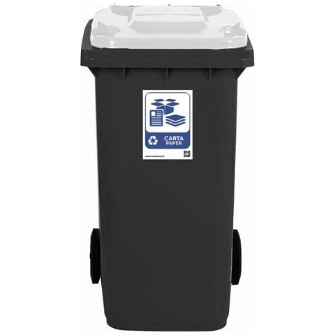 Bidone Per La Raccolta Differenziata Grande 240 Lt Base Grigia E Coperchio Rosso Condominio Hotel Ristoranti Certificato Uni En 840 Per Rifiuti E Riciclo - Foto 4