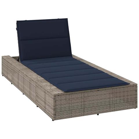 Lettino Prendisole Con Cuscino Galleggiante Grigio Polyrattan - Foto 1