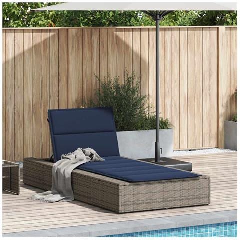 Lettino Prendisole Con Cuscino Galleggiante Grigio Polyrattan - Foto 2