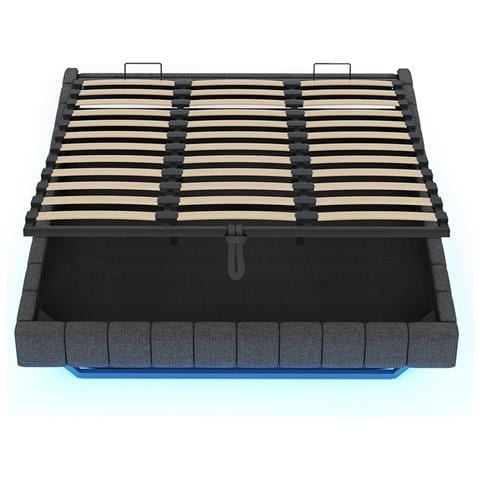 Letto Imbottito 180x200 Cm, Struttura Letto Flottante Idraulica, Senza Testiera , Grigio - Foto 4