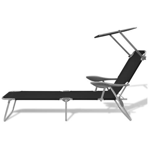 Lettino Prendisole Con Baldacchino In Acciaio Nero - Foto 1
