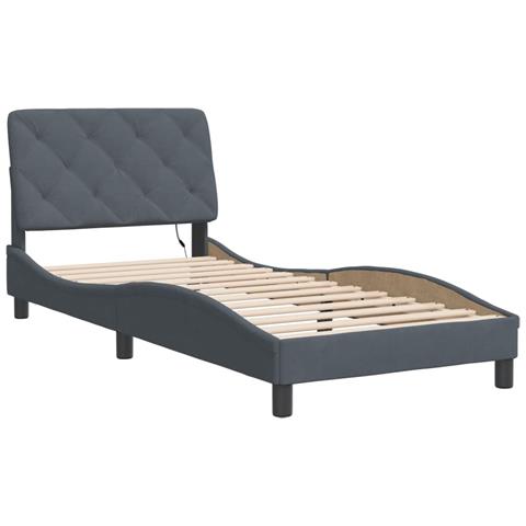 Lusso Casadino - Giroletto Con Led Senza Materasso Grigio Scuro 90x190 Cm In Velluto - Foto 2