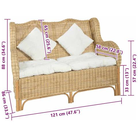 Lusso Casadino -  Divano A 2 Posti In Rattan Naturale E Lino - Foto 6