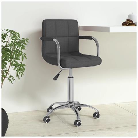 Sedia Da Ufficio Girevole Grigio Scuro In Tessuto - Foto 8