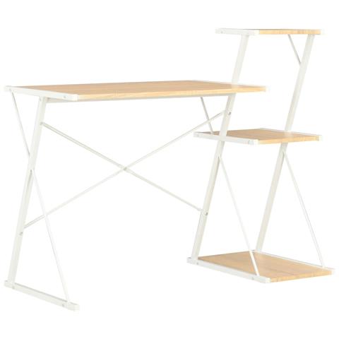 Lusso Casadino -  Scrivania Con Ripiano Bianca E Rovere 116x50x93 Cm - Foto 2