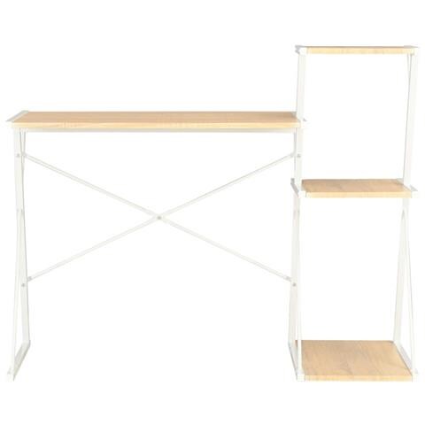 Lusso Casadino -  Scrivania Con Ripiano Bianca E Rovere 116x50x93 Cm - Foto 1