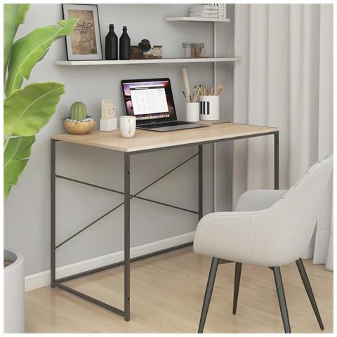 Scrivania Computer Nera E Rovere 110x60x70cm Legno Multistrato - Foto 8