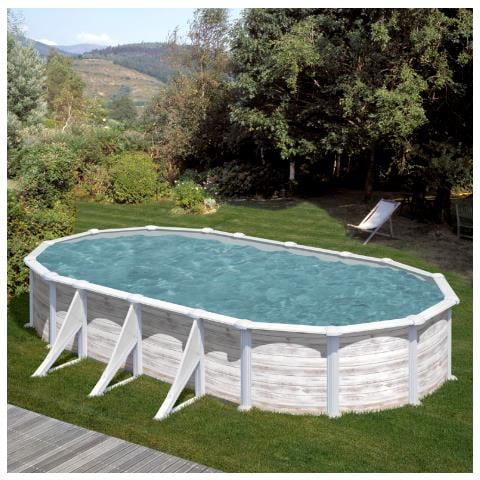 Piscina In Acciaio Con Decorazione Nordica enland 730 X 375 X 132 Cm Ovale - Foto 1