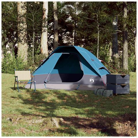 Tenda da Campeggio a Cupola per 2 Persone Blu Impermeabile - Foto 2