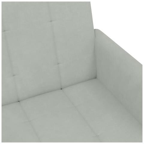 Divano Letto a 2 Posti con Poggiapiedi Grigio Chiaro in Velluto - Foto 9