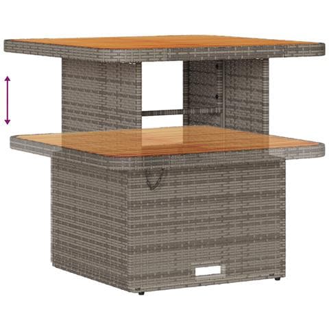 Set di Divani da Giardino 9 Pezzi con Cuscini Grigio in Rattan Polietilene Acacia,  Set da Pranzo da Giardino 3 Pezzi con Cuscini Grigio in Rattan Polietilene Acacia - Foto 8