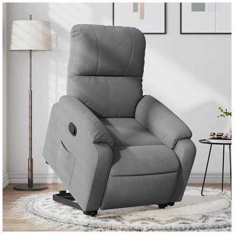 Poltrona Alzapersona Reclinabile Grigio Scuro Microfibra - Foto 2