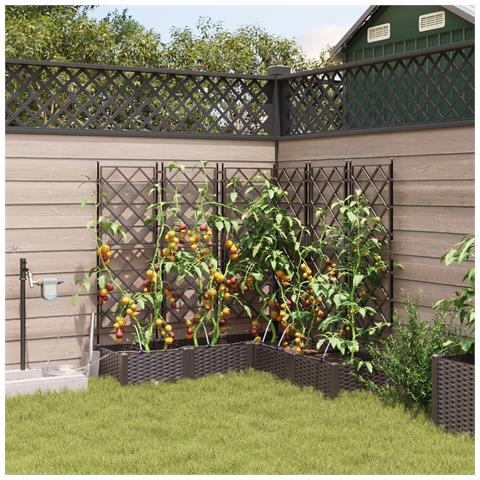 Vasi da Giardino con Sistema di Irrigazione 5 pz Marrone - Foto 2