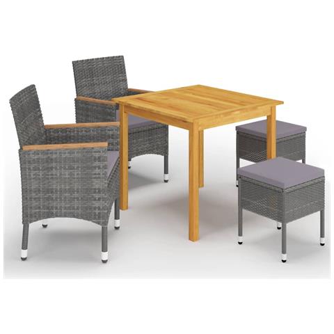 Set Mobili da Pranzo per Giardino 5 pz Grigio - Foto 1