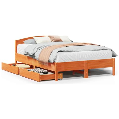 Letto senza Materasso Marrone Cera 120x190 cm in Legno di Pino - Foto 1