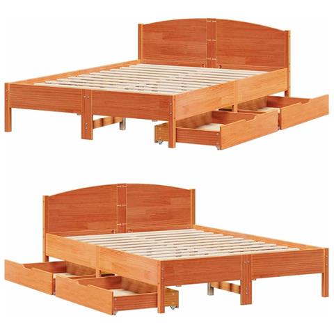Letto senza Materasso Marrone Cera 120x190 cm in Legno di Pino - Foto 9