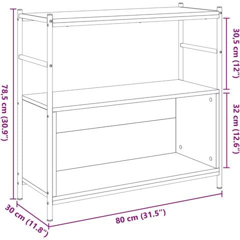 Mobile Libreria  Nero Rovere 80x30x78,5 cm Legno Ingegnerizzato - Foto 9