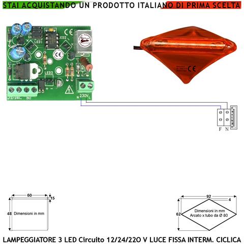 Lampeggiatore Arancione Selezione Luce Fissa Lampeggiante Ciclica Il Circuito Supporta 1/6 Basetta Curva Da Palo Ø 80 - Foto 1