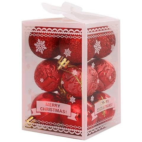 Palline Di Natale rangibili (12 Pezzi) Per Decorazioni Natalizie Red - Foto 1