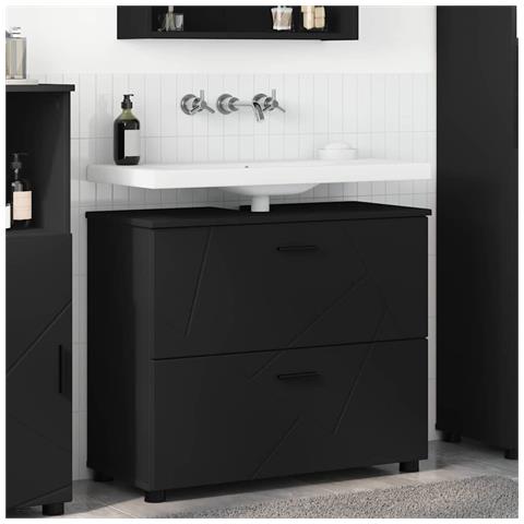 Mobile da Bagno Nero 76.5 x 35 x 64 cm Legno multistrato - Foto 2
