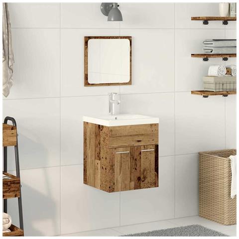 Set di Mobili da Bagno 3 pcs Legno vecchio 41 x 38.5 x 46 cm - Foto 2