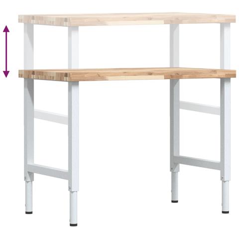 Banco Lavoro 100x60x(73-99,5) cm Legno di Acacia Rettangolare - Foto 9