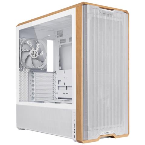 Lancool LAN217W computer case Midi Tower Bianco, Legno - Foto 1
