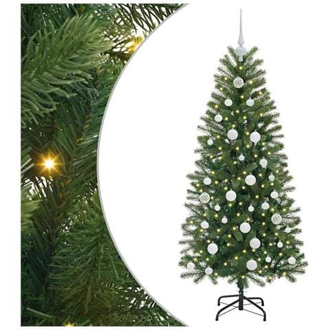 Albero di Natale artificiale con 150 LED Verde 150 cm PE e PVC - Foto 1