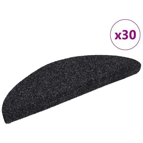 Tappetini per scale autoadesivi 30 pz 56x17x3 cm neri semicircolari - Foto 1
