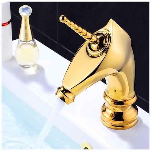 Rubinetto per lavabo da bagno, Blackswan, tipo M283 Unicorn, modello corto dorato, misura 20 cm - Foto 2