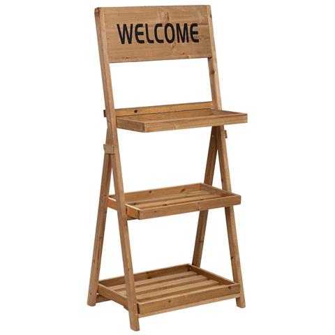 Scaffale Espositivo In Legno Con 3 Ripiani Marroni 48x32x100h Cm - Foto 1