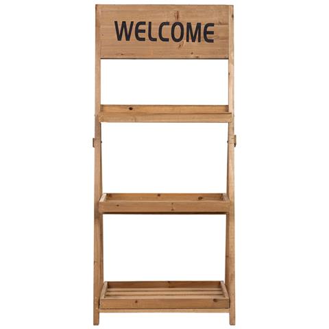 Scaffale Espositivo In Legno Con 3 Ripiani Marroni 48x32x100h Cm - Foto 2