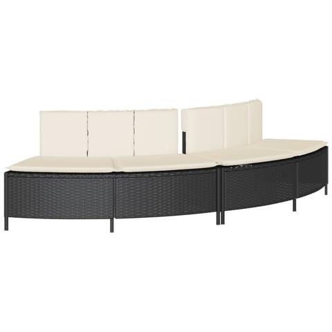 Panche Vasca Idromassaggio con Cuscini 2pz in Polyrattan Nero - Foto 1
