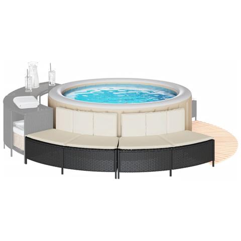 Panche Vasca Idromassaggio con Cuscini 2pz in Polyrattan Nero - Foto 2
