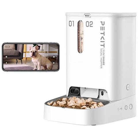 YUMSHARE Dual distributore di cibo e acqua per cani e gatti Acrilonitrile butadiene stirene (ABS) Bianco Universale Alimentatore automatico per animali domestici - Foto 1