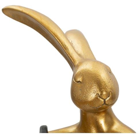 Lampada Da Tavolo Rabbit Stand In Resina Oro E Bianco Con Paralume In Tessuto - Foto 2