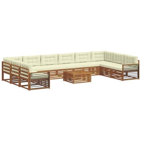 Set divani 11 pcs Naturale e Crema Legno di Acacia Massello - Foto 1