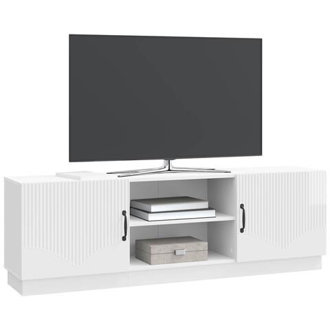 Mobile TV Bianco Lucido 150 x 31 x 47 cm Legno ingegnerizzato - Foto 2