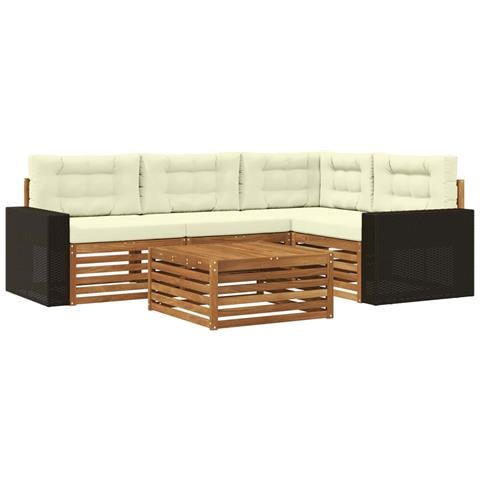 Set di divani da esterno 5 pcs Naturale e Crema 79 x 79 x 37 cm - Foto 1