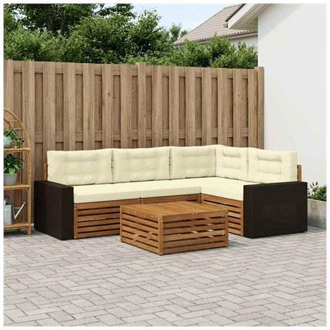 Set di divani da esterno 5 pcs Naturale e Crema 79 x 79 x 37 cm - Foto 2